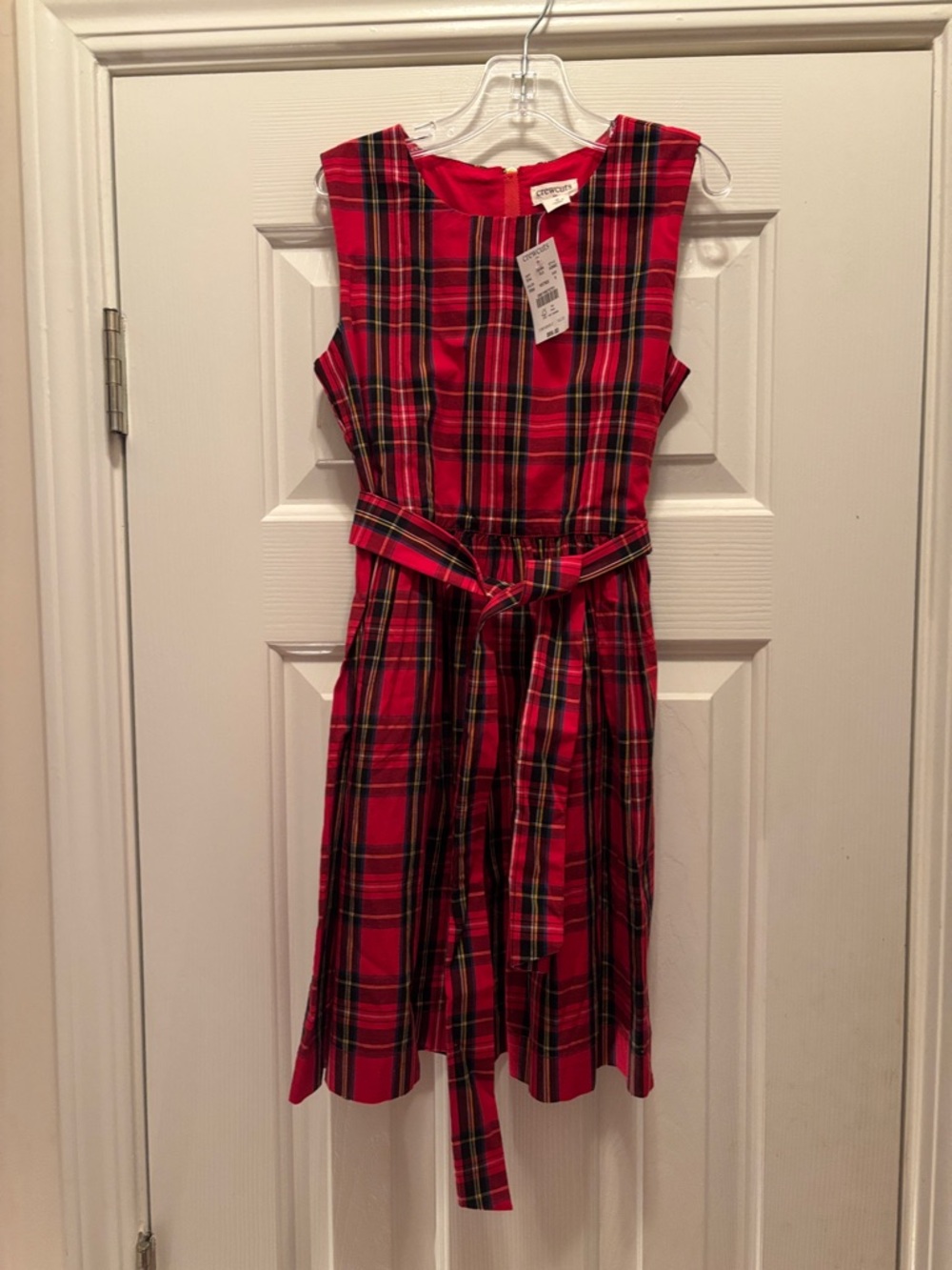 NWT Crewcuts Red Plaid Belted Jumper Dress